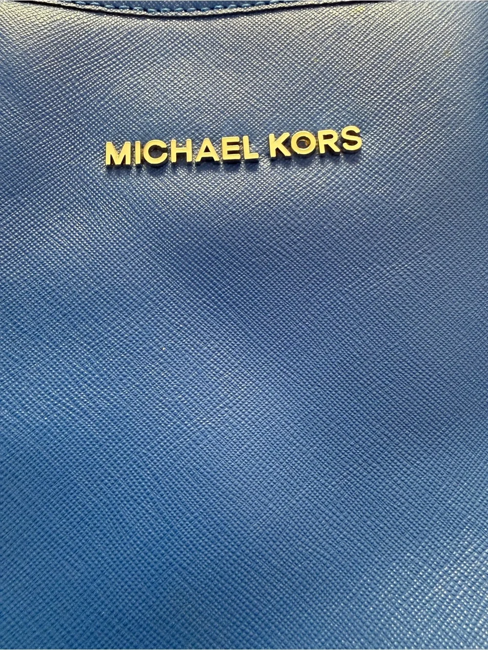 Michael Kors Royal Blue Saffiano Leather Tote with MK Charm - Picture 4 of 6